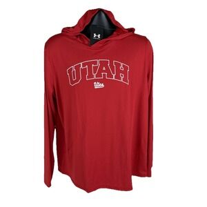 Under Armour Utah Utes Knockout Long Sleeve Hoodie Pullover Men's Large Red New